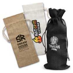 Drawstring Bags & Back Sacks  - Jute Wine Drawstring Bag