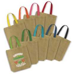 Jute Shopping & Tote Bags  - Thera Jute Tote Bag - Coloured Handles