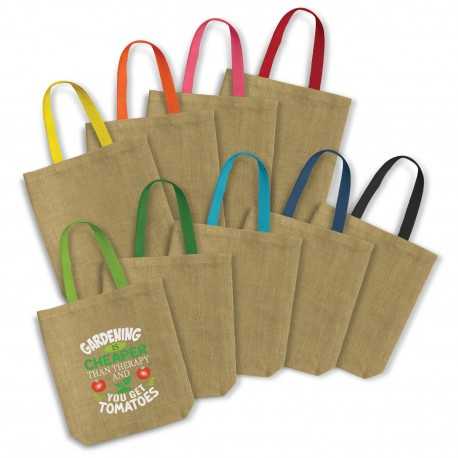 Jute Shopping & Tote Bags  - Thera Jute Tote Bag - Coloured Handles