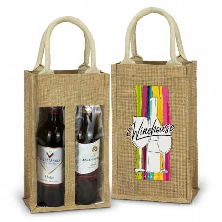 Wine Holders & Carriers  - Serena Jute Double Wine Carrier