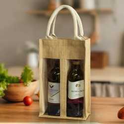 Wine Holders & Carriers  - Serena Jute Double Wine Carrier