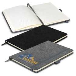 Promotional Journals & Noteboooks  - RPET Felt Hard Cover Notebook - A5