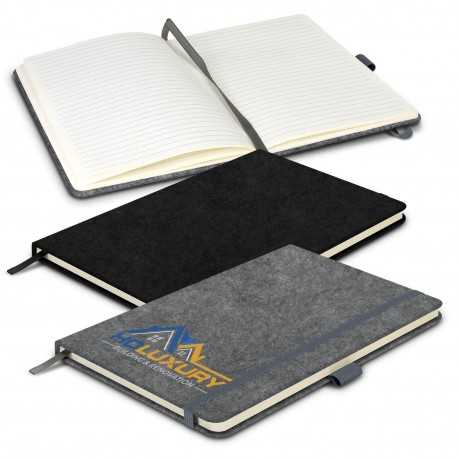 Promotional Journals & Noteboooks  - RPET Felt Hard Cover Notebook - A5