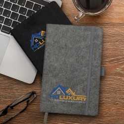 Promotional Journals & Noteboooks  - RPET Felt Hard Cover Notebook - A5