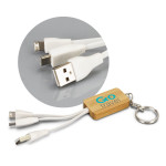 USB Hubs &amp; Cables - Bamboo Charging Cable Key Ring - Rectangle