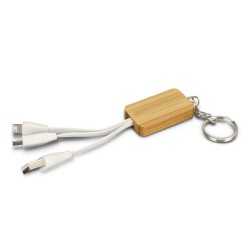 USB Hubs & Cables  - Bamboo Charging Cable Key Ring - Rectangle