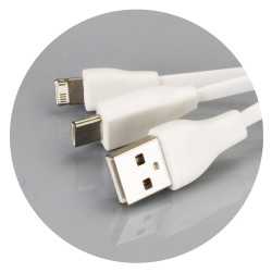 USB Hubs & Cables  - Bamboo Charging Cable Key Ring - Rectangle