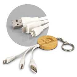 USB Hubs & Cables  - Bamboo Charging Cable Key Ring - Round
