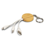 USB Hubs &amp; Cables - Bamboo Charging Cable Key Ring - Round