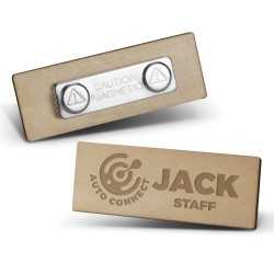 Name & Pin Badges  - Magnetic Wooden Badge