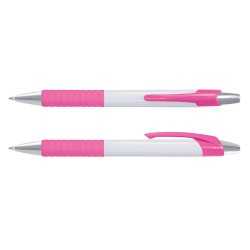 Plastic Promotional Pens  - Cleo White Barrel Plastic Pen