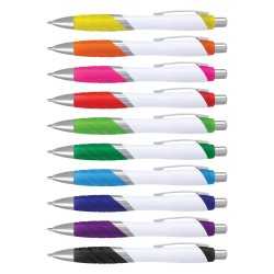 Plastic Promotional Pens  - Borg Pen - White Barrel