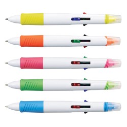 Plastic Promotional Pens  - Tetra Highlighter Plastic Pen