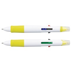 Plastic Promotional Pens  - Tetra Highlighter Plastic Pen
