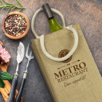 Wine Holders &amp; Carriers - Donato Jute Double Wine Carrier