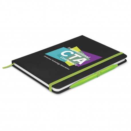 Promotional Journals & Noteboooks  - Omega Black Notebook with Pen