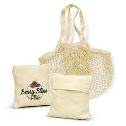 Cotton & Calico Tote Bags  - Cotton Mesh Foldaway Tote Bag