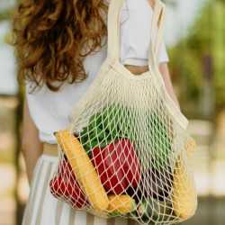 Cotton & Calico Tote Bags  - Cotton Mesh Foldaway Tote Bag