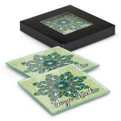 Coasters  - Venice Glass Coaster Set of 2 Square - Full Colour