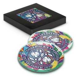 Coasters  - Venice Glass Coaster Set of 2 Round - Full Colour