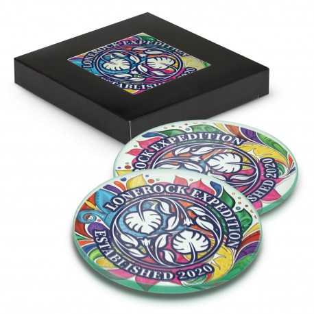 Coasters  - Venice Glass Coaster Set of 2 Round - Full Colour