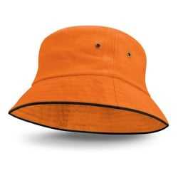 Wide Brim Hats  - Bondi Bucket Hat - Black Sandwich Trim