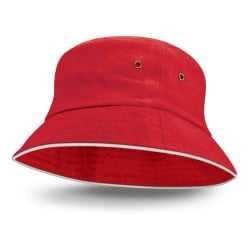Wide Brim Hats  - Bondi Bucket Hat - White Sandwich Trim