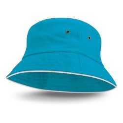 Wide Brim Hats  - Bondi Bucket Hat - White Sandwich Trim