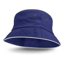 Wide Brim Hats  - Bondi Bucket Hat - White Sandwich Trim