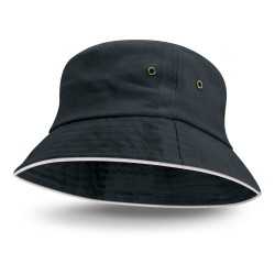 Wide Brim Hats  - Bondi Bucket Hat - White Sandwich Trim