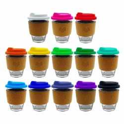 Reusable Coffee Cups - Glass  - Carlo Glass Coffee Cup - Cork Band 340ml