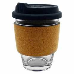 Reusable Coffee Cups - Glass - Carlo Glass Coffee Cup - Cork Band 340ml