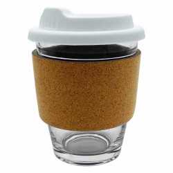 Reusable Coffee Cups - Glass - Carlo Glass Coffee Cup - Cork Band 340ml