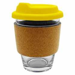 Reusable Coffee Cups - Glass - Carlo Glass Coffee Cup - Cork Band 340ml