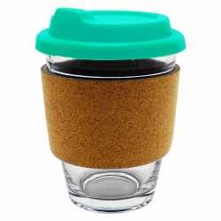 Reusable Coffee Cups - Glass - Carlo Glass Coffee Cup - Cork Band 340ml