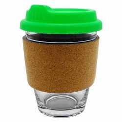 Reusable Coffee Cups - Glass - Carlo Glass Coffee Cup - Cork Band 340ml