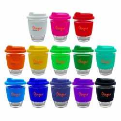 Reusable Coffee Cups - Glass  - Carlo Glass Coffee Cup - Silicone Band 340ml