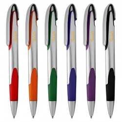Plastic Promotional Pens  - Keely Silver Plastic Pen