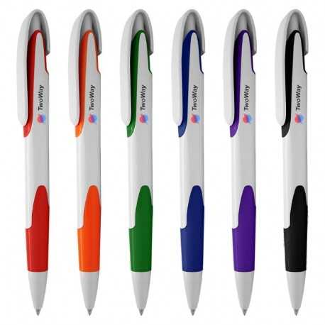 Plastic Promotional Pens  - Keely White Plastic Pen