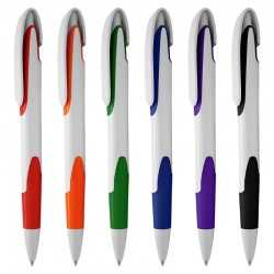 Plastic Promotional Pens  - Keely White Plastic Pen