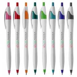 Plastic Promotional Pens  - Oracle White Plastic Pen