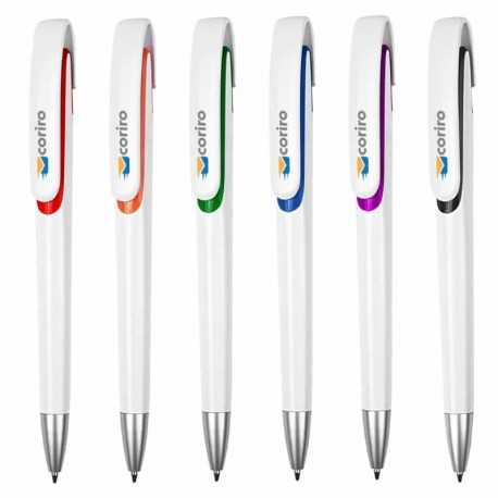 Plastic Promotional Pens  - Tahlia White Plastic Pen