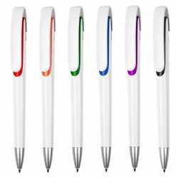 Plastic Promotional Pens  - Tahlia White Plastic Pen