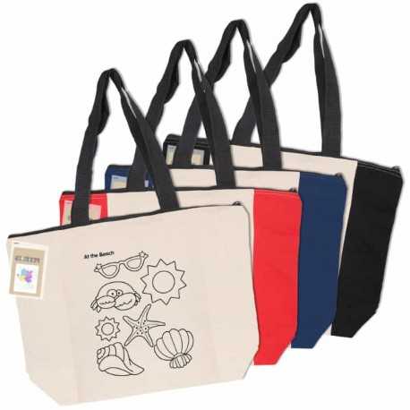 Cotton & Calico Tote Bags  - Colouring Calico Zip Shopper