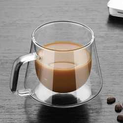 Reusable Coffee Cups - Glass  - Diamond Glass Coffee Cup 230ml