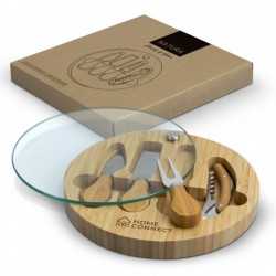 Cheese Sets  - Glass & Bamboo Cheese Board