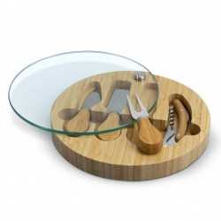 Cheese Sets  - Glass & Bamboo Cheese Board