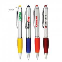 Plastic Promotional Pens  - Silver Grenada Stylus Plastic Pen