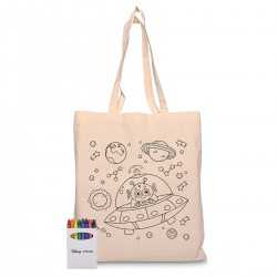 Cotton & Calico Tote Bags  - Squiggle Calico bag + Crayon set
