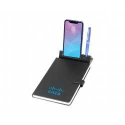 Promotional Journals & Noteboooks  - Remote Work Notebook w/Stand, Black